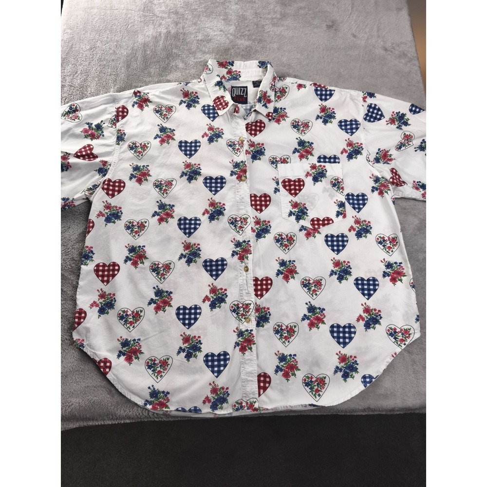 Vintage Quiz Plus Heart Floral Button‎ Up Cottagecore 2X